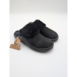Romika Slippers Womens Size 6.5 Black Suede Wool Shearling Mule Cozy Slip On